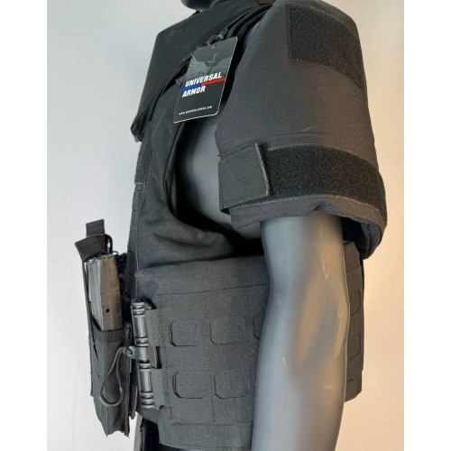 Бронежилет разгрузочный UNIVERSAL ARMOR в Щелково (СВМПЭ + бронеплиты Бр5 класса) черный